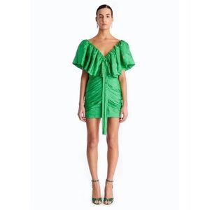NEW Ronny Kobo Mindy Dress Ruffled Jacquard Silk